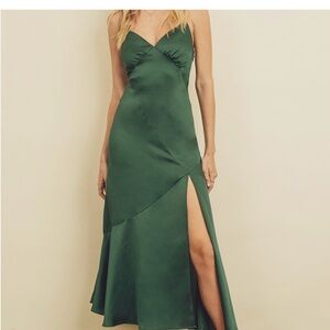 Boutique Satin Green Midi Dress